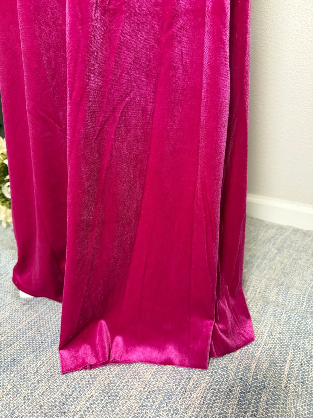NEW Zenana Outfitters - Women's Fuchsia Velvet Wide Leg bottoms - Picture 9 of 12